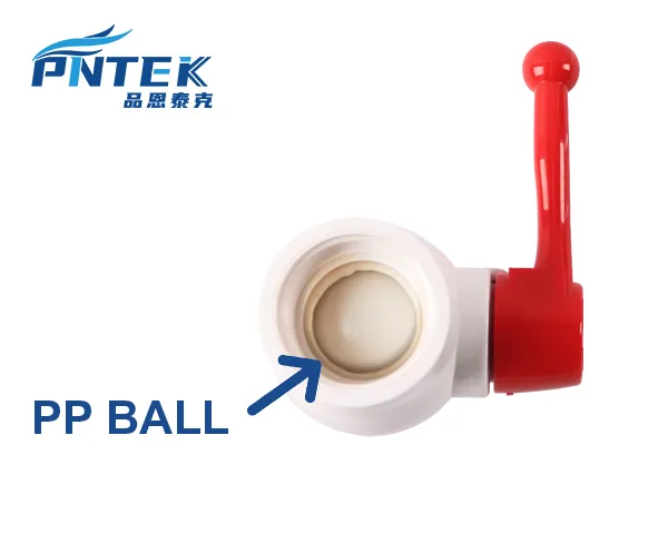 PVC Valve with Internal PP Ball A cutaway view of a PVC valve showing the internal PP ball highlighted