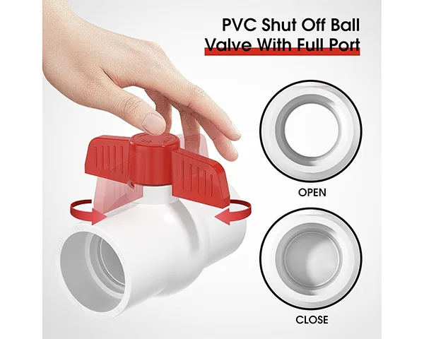 How to Turn a PVC Ball Valve A clear diagram showing a valve handle in the parallel OPEN and perpendicular CLOSED positions