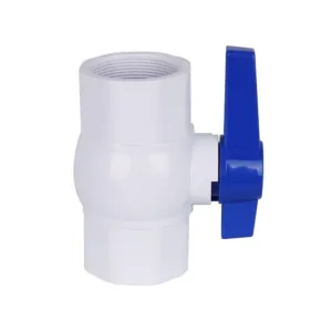 PVC octagonal ball valve white body blue long handle