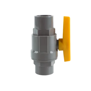 PVC two pieces ball valve with yellow plastic handle