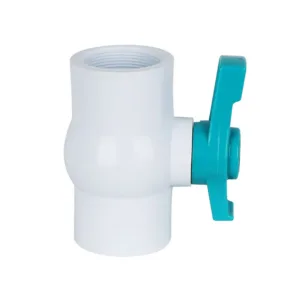 PVC compact ball valve white body blue handle