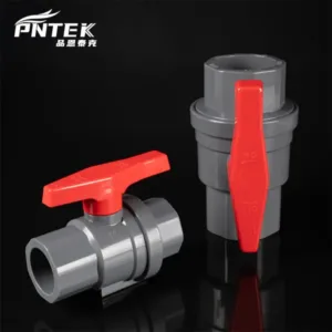 PVC Two Pieces Ball Valve with Red Plastic Handle with Valve Seat JIS Socket