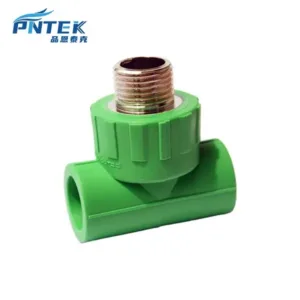PNTEK PPR Green Male Tee Brass Insert Thread for Plumbing HVAC Water Supply