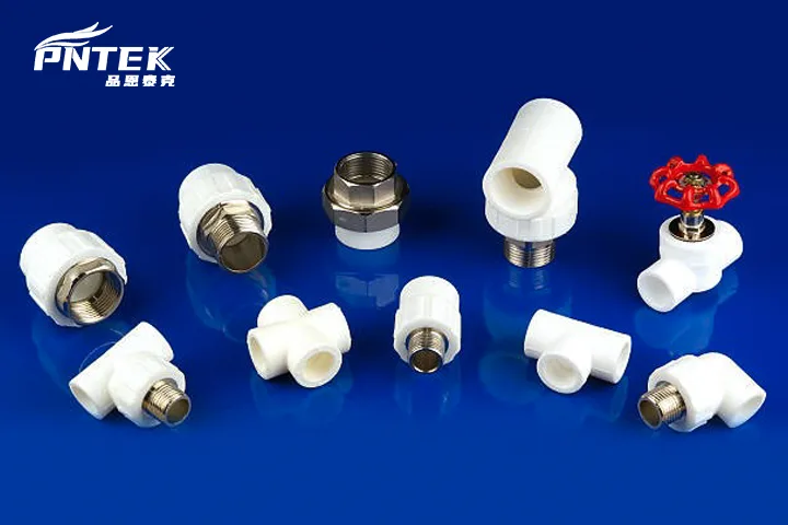 A stable green PPR pipe with a visibly warped white PVC pipe under heat