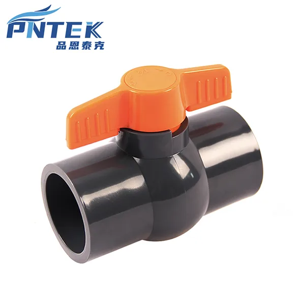 Internal Seal of a New PVC Ball Valve A cutaway of a new PVC ball valve showing the tight seal between the ball and PTFE seats