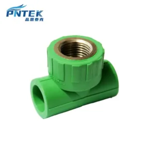 PNTEK PPR Green Female Tee Brass Threaded Insert 20–63mm PPR Pipe Fitting T-shape Connector for Plumbing Systems