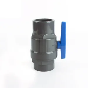 PVC two pieces ball valve with blue plastic handle