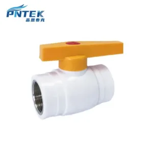 PNTEK PPR Female Steel Ball Valve 20 25 32 mm White Body Yellow Handle Steel-core PPR Female Ball Valve